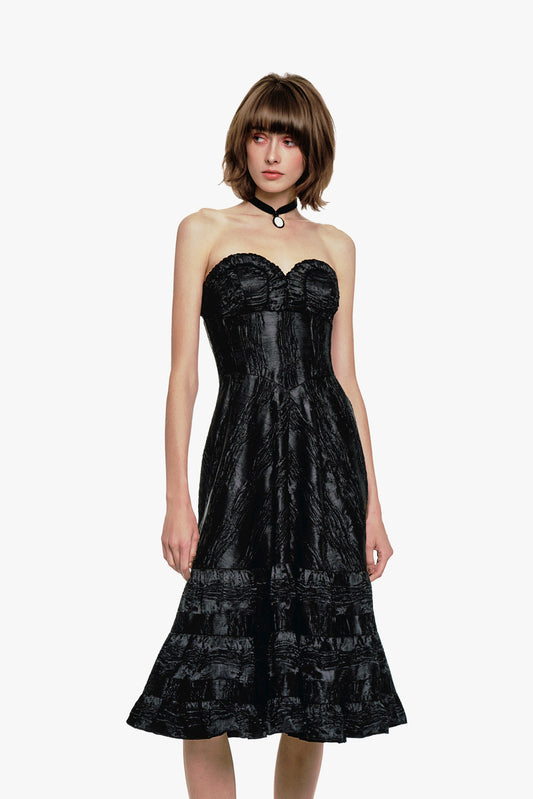 Crushed Satin Sweetheart Dress | Anna Sui