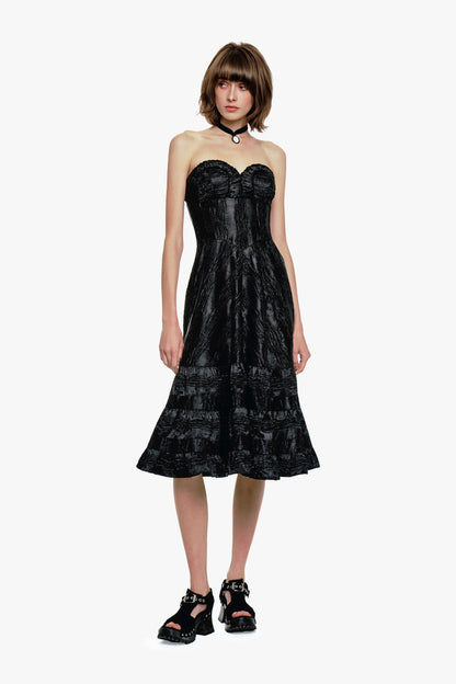 Crushed Satin Sweetheart Dress | Anna Sui