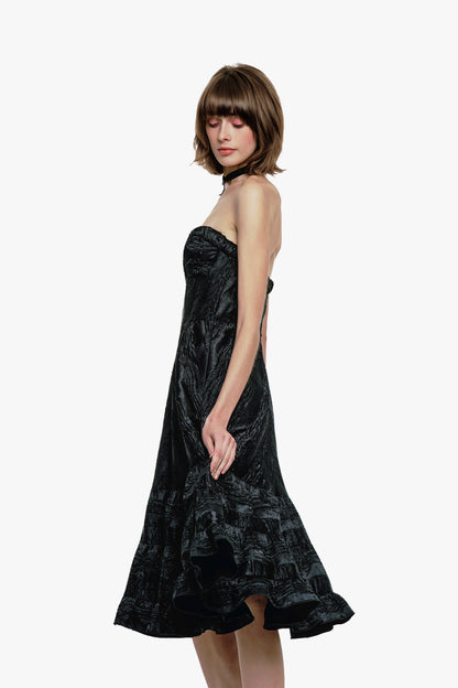 Crushed Satin Sweetheart Dress | Anna Sui