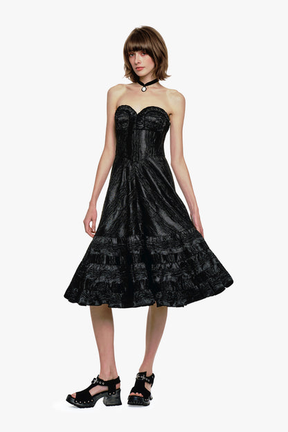 Crushed Satin Sweetheart Dress | Anna Sui