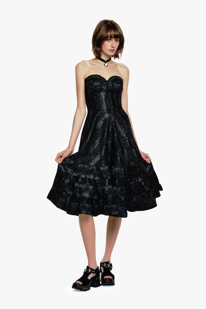 Crushed Satin Sweetheart Dress | Anna Sui