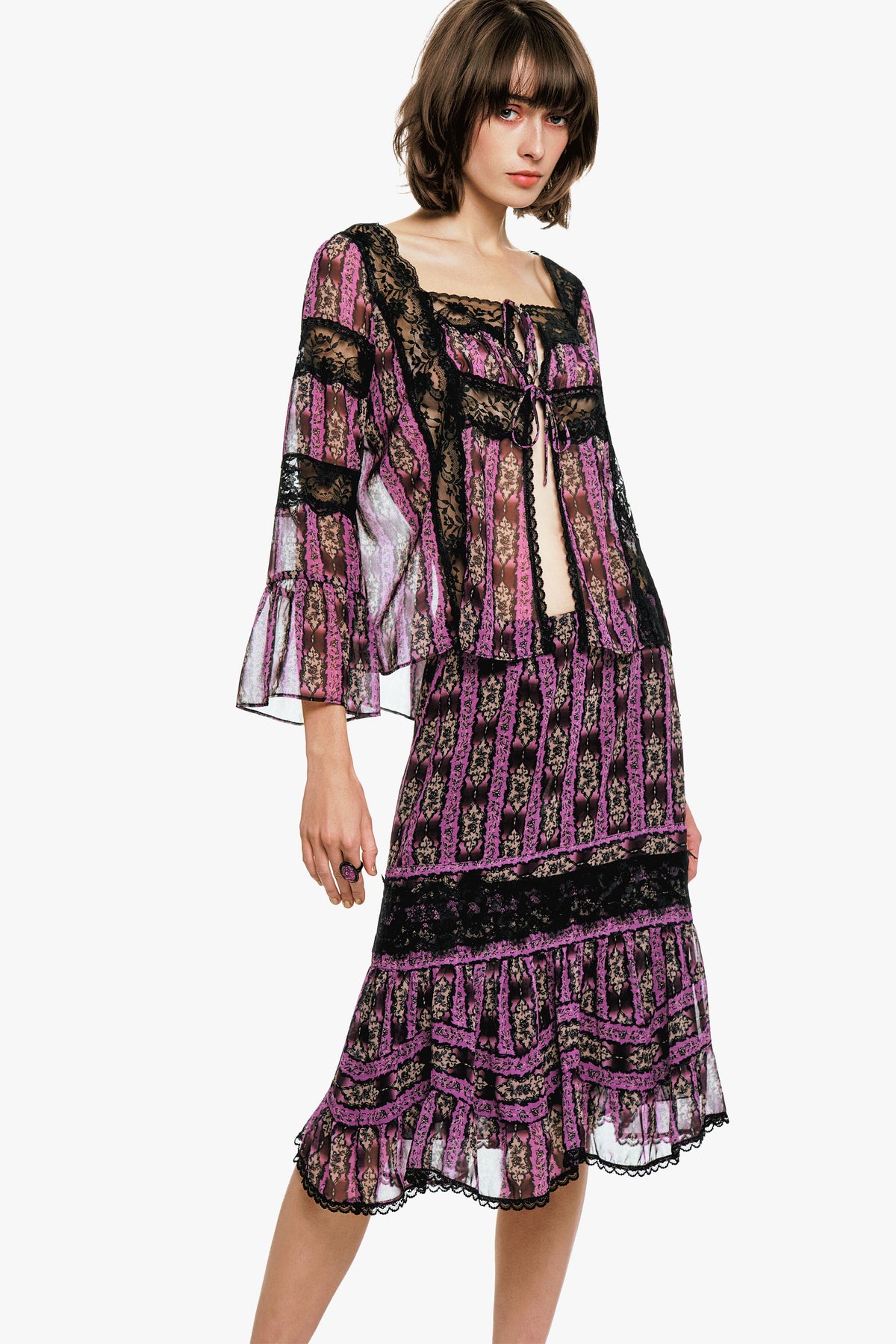 Cameo Stripe Print Tie Blouse | Anna Sui