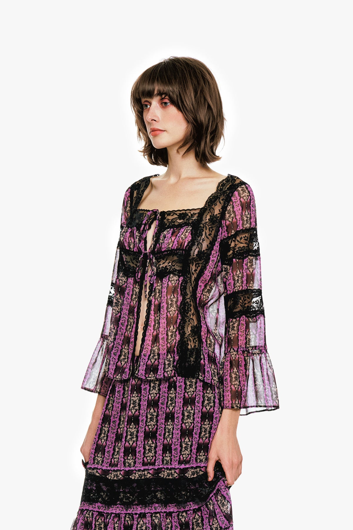 Cameo Stripe Print Tie Blouse | Anna Sui