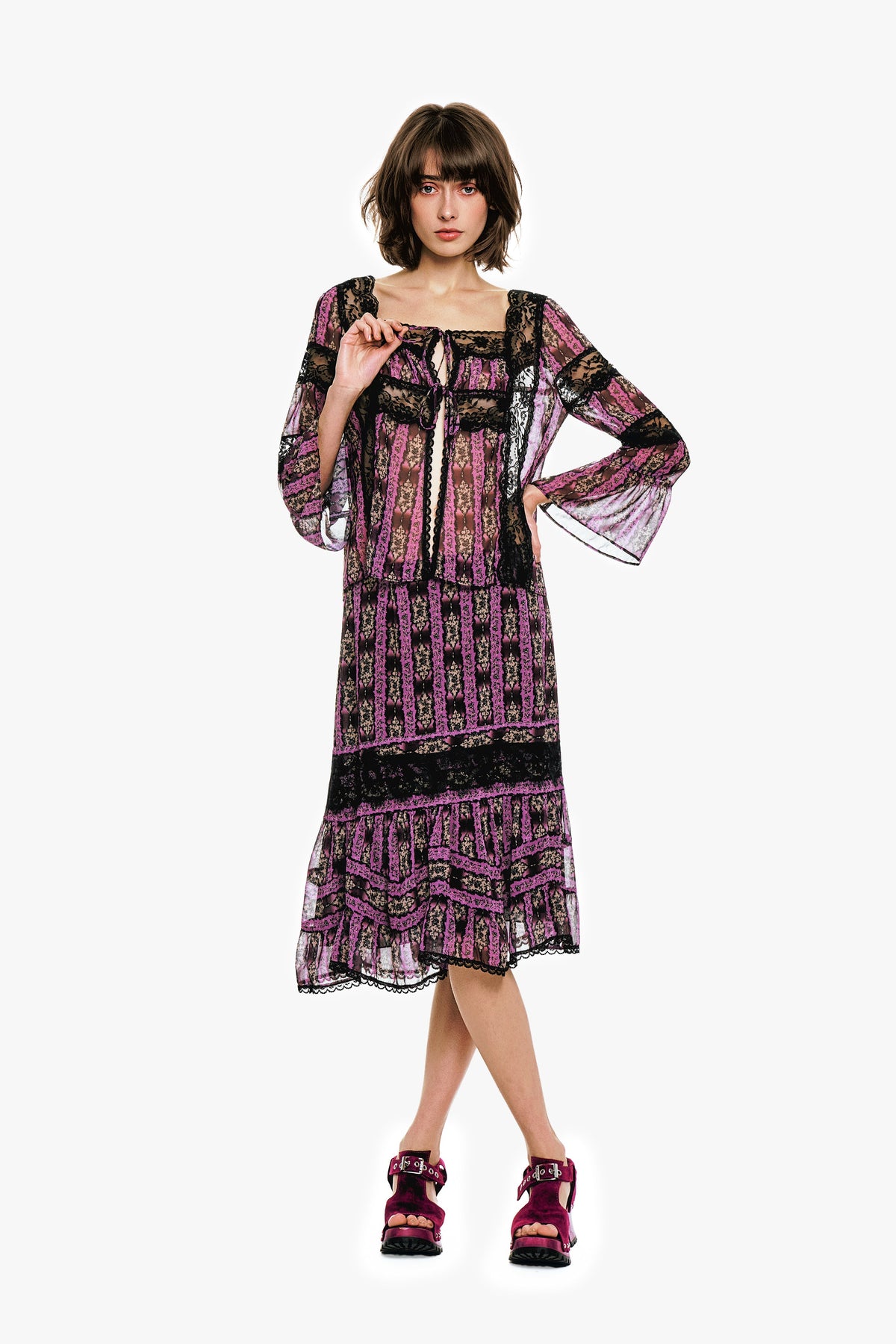 Cameo Stripe Print Tie Blouse | Anna Sui