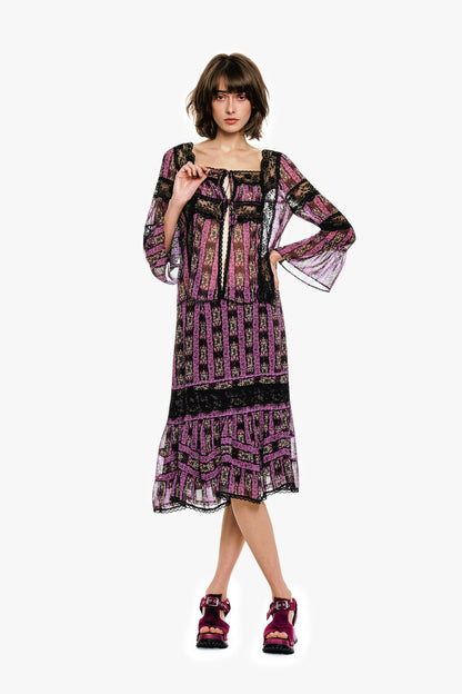 Cameo Stripe Print Tie Blouse | Anna Sui