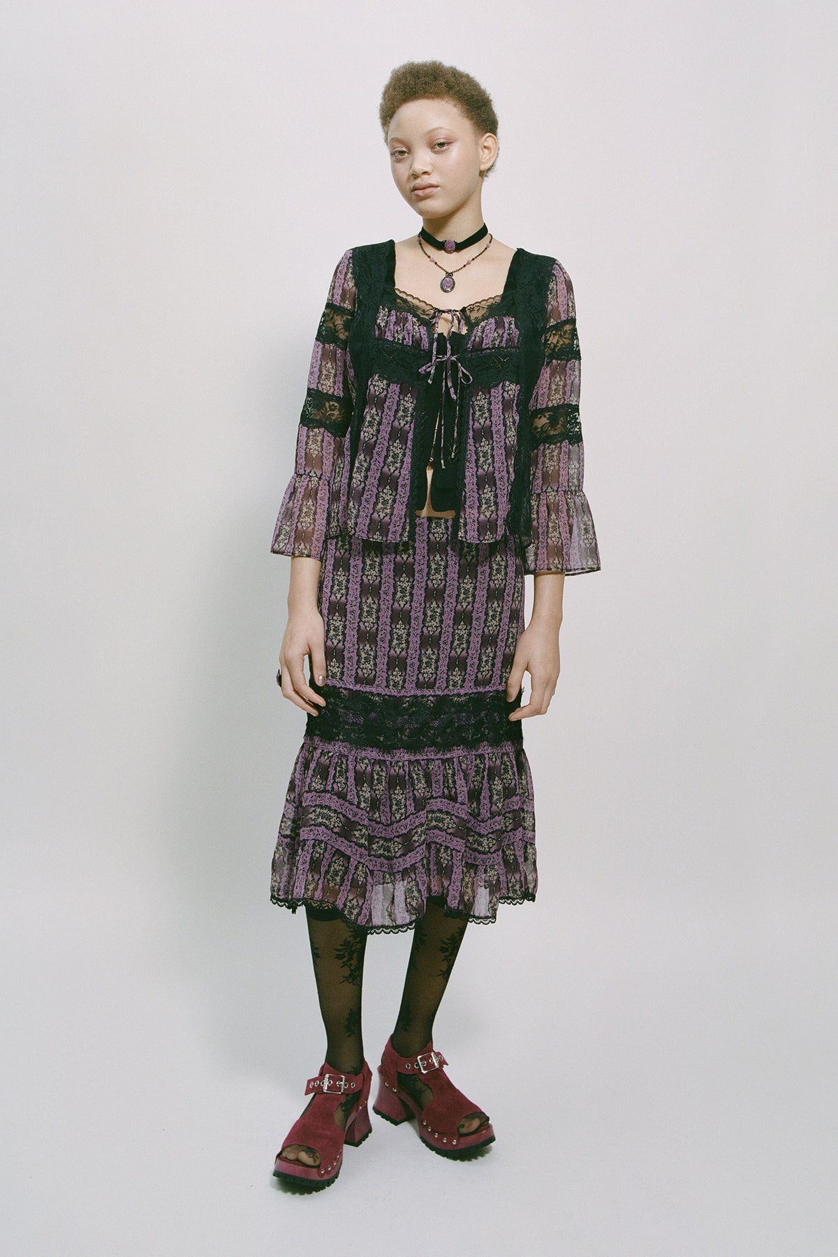 Cameo Stripe Print Tie Blouse | Anna Sui