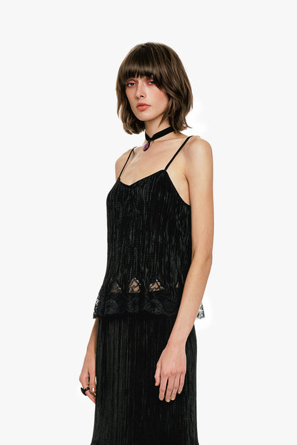 Plissé Lace Trimmed Cami Top | Anna Sui