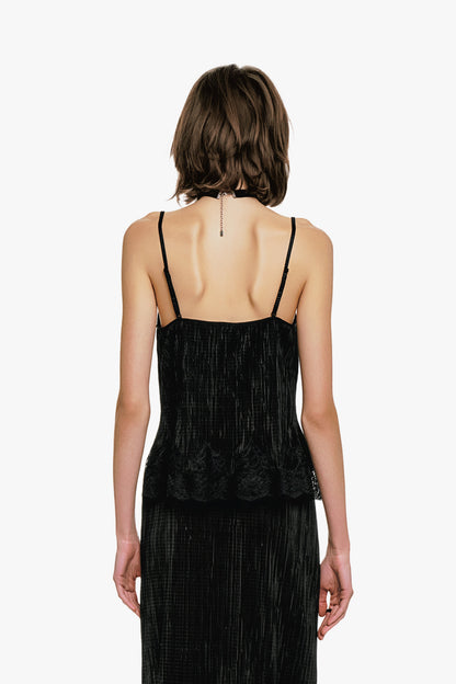 Plissé Lace Trimmed Cami Top | Anna Sui