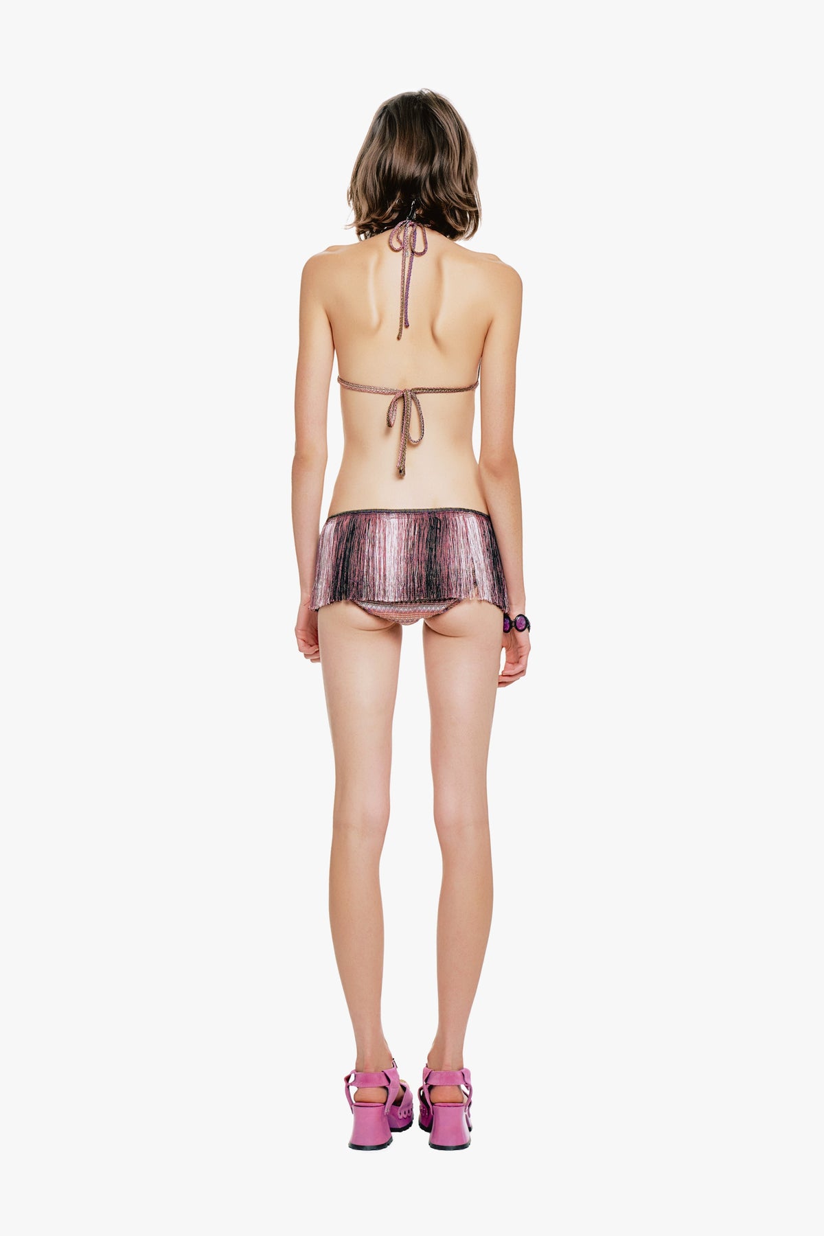 Wavy Chevron Knit Fringe Stripe Bikini Set | Anna Sui