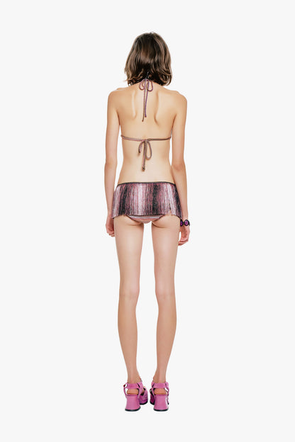 Wavy Chevron Knit Fringe Stripe Bikini Set | Anna Sui