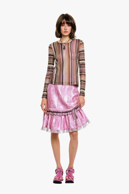 Wavy Chevron Knit Long Sleeve Stripe Top | Anna Sui
