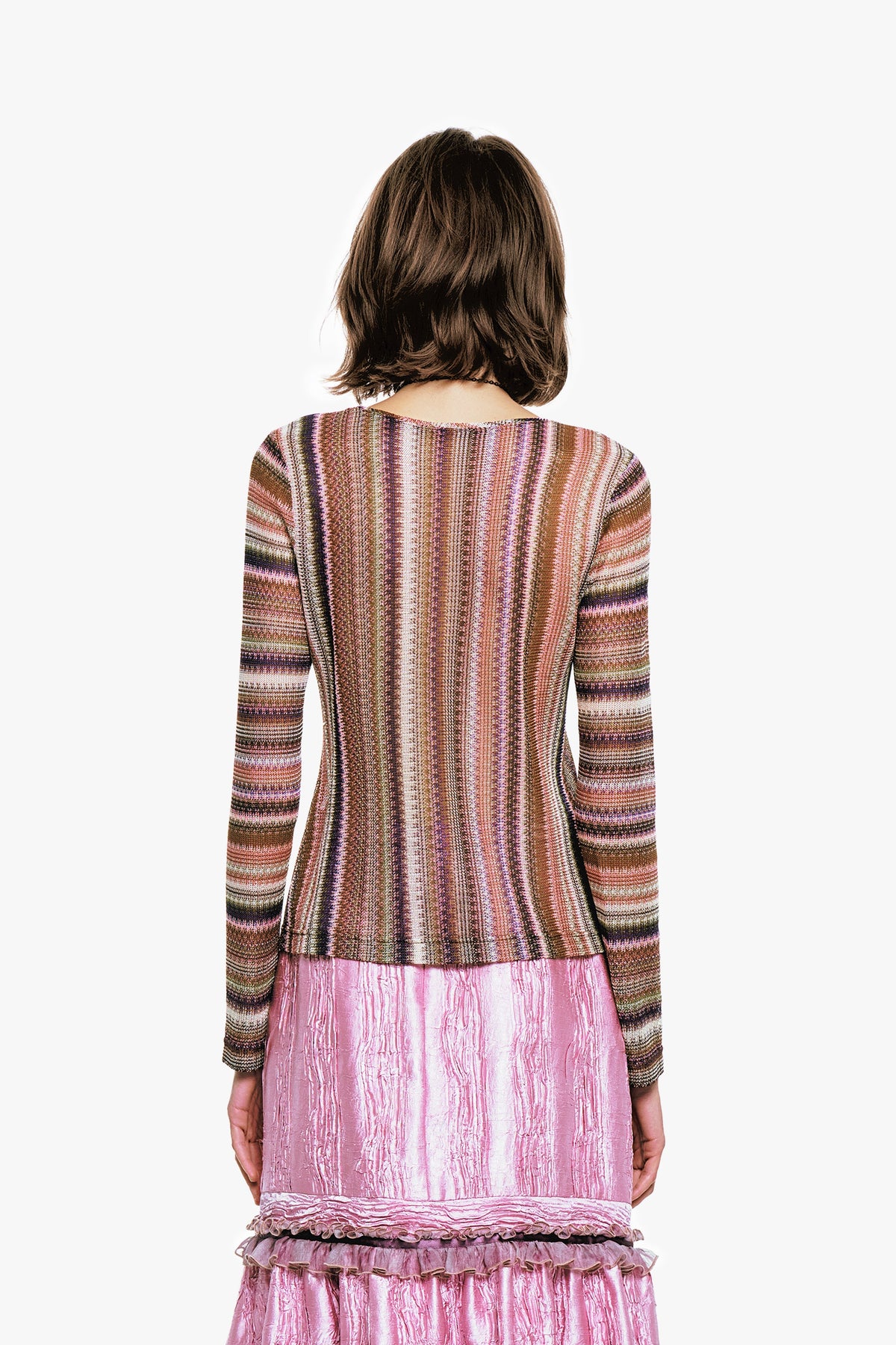 Wavy Chevron Knit Long Sleeve Stripe Top | Anna Sui