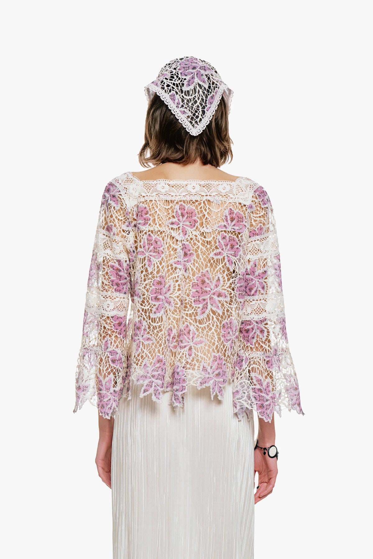 Medallion Floral Lace Tie Blouse | Anna Sui