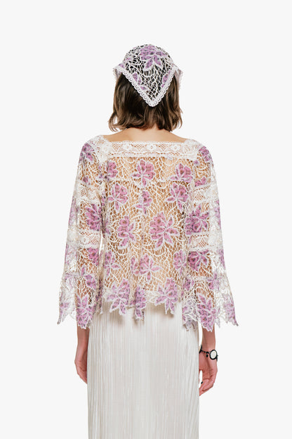 Medallion Floral Lace Tie Blouse | Anna Sui