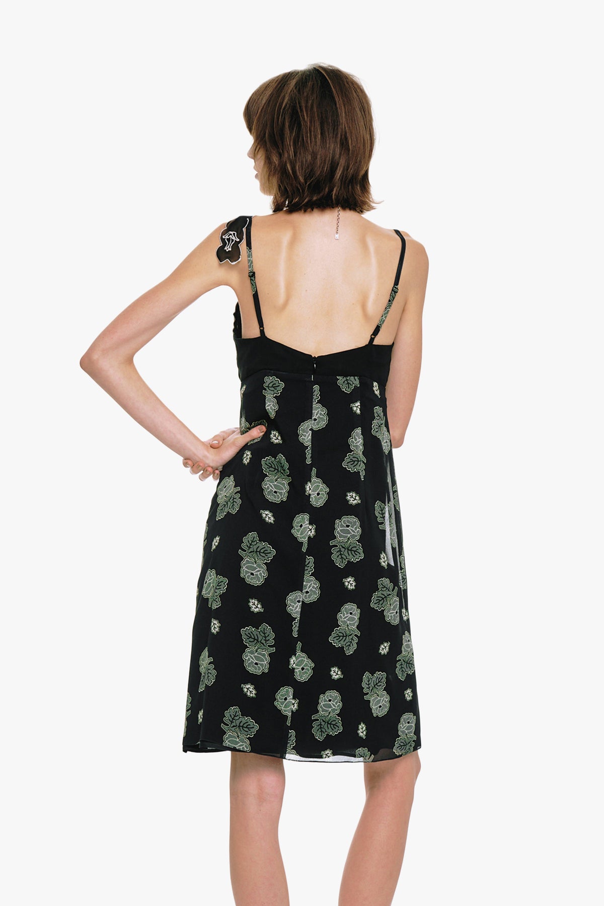 Sketch Roses Chiffon Embroidery Slip Dress | Anna Sui