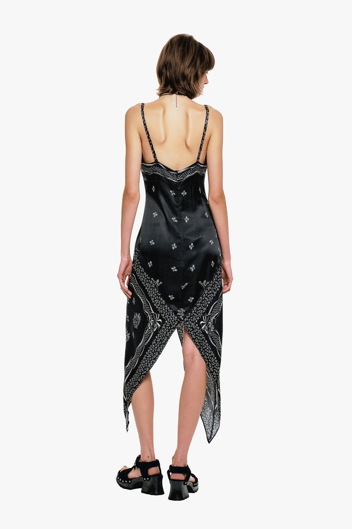 Ribbon Handkerchief Satin Print Dress | Anna Sui