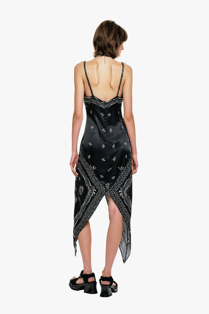 Ribbon Handkerchief Satin Print Dress | Anna Sui