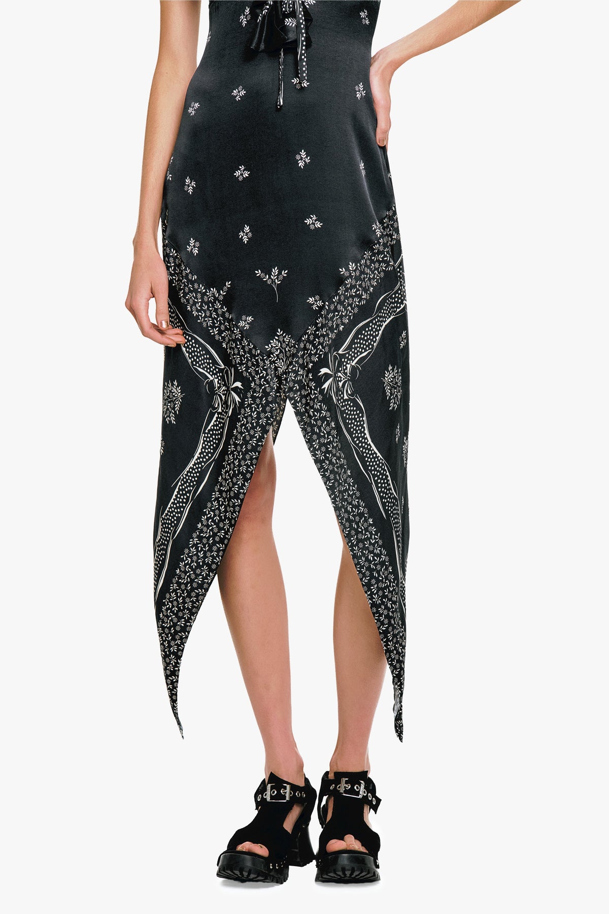 Ribbon Handkerchief Satin Print Dress | Anna Sui