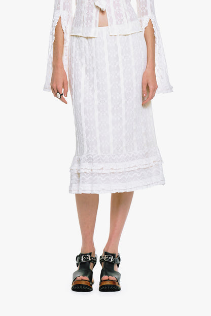 Floral Ruffle Stretch Lace Skirt | Anna Sui