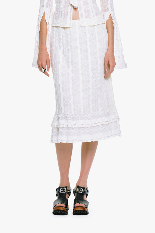 Floral Ruffle Stretch Lace Skirt | Anna Sui