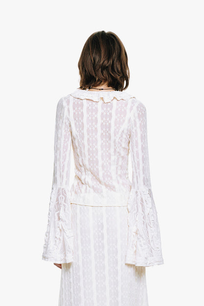 Floral Ruffle Stretch Lace Blouse | Anna Sui