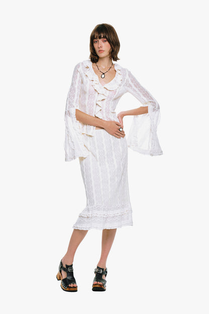 Floral Ruffle Stretch Lace Blouse | Anna Sui