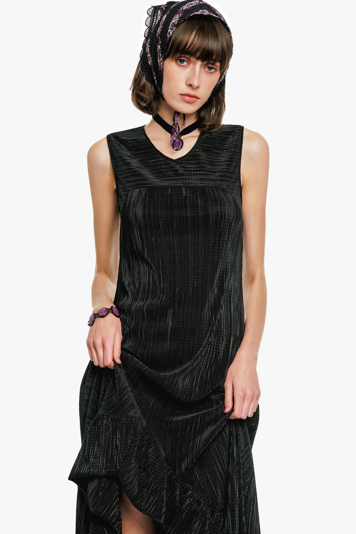 Plissé Hi-Low Dress | Anna Sui