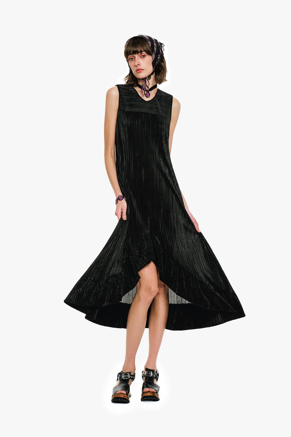 Plissé Hi-Low Dress | Anna Sui