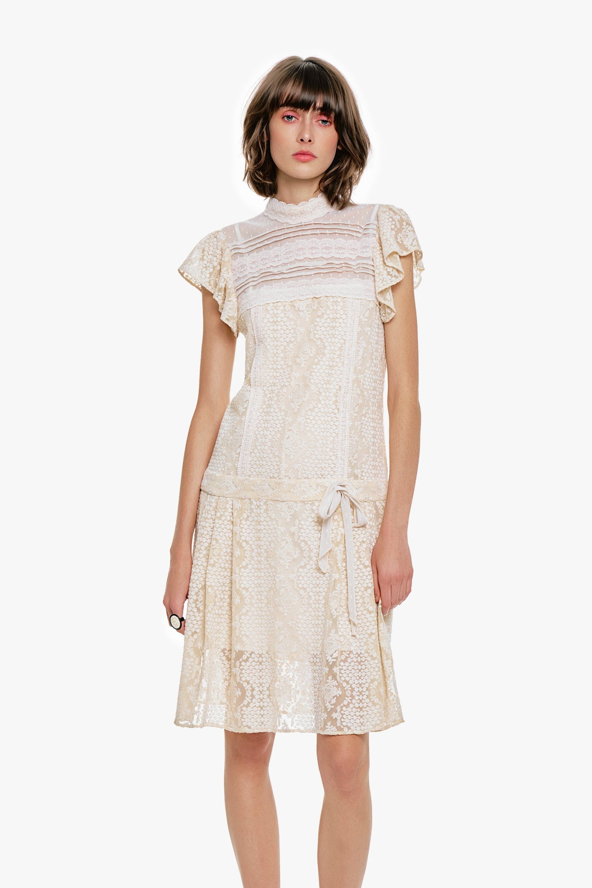 Victorian Lace Combo Drop Waist Dress | Anna Sui