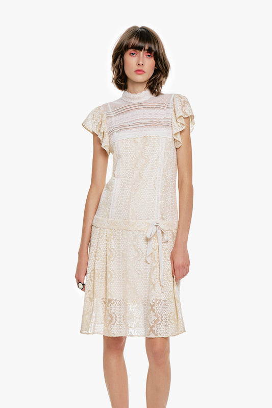 Victorian Lace Combo Drop Waist Dress | Anna Sui