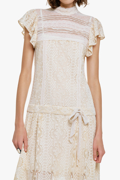 Victorian Lace Combo Drop Waist Dress | Anna Sui
