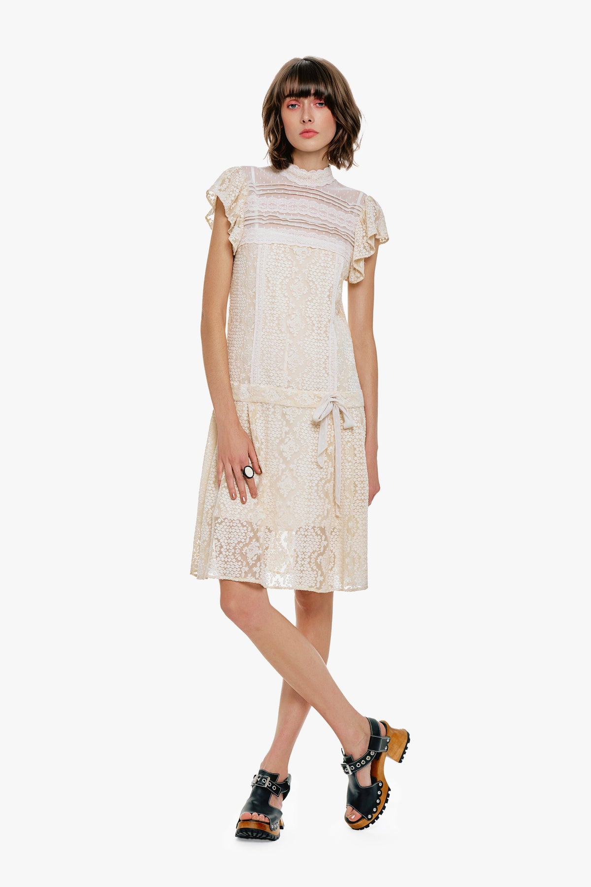 Victorian Lace Combo Drop Waist Dress | Anna Sui