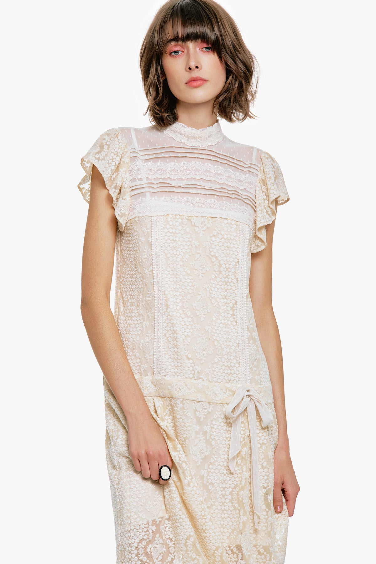 Victorian Lace Combo Drop Waist Dress | Anna Sui