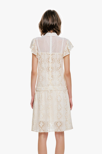 Victorian Lace Combo Drop Waist Dress | Anna Sui