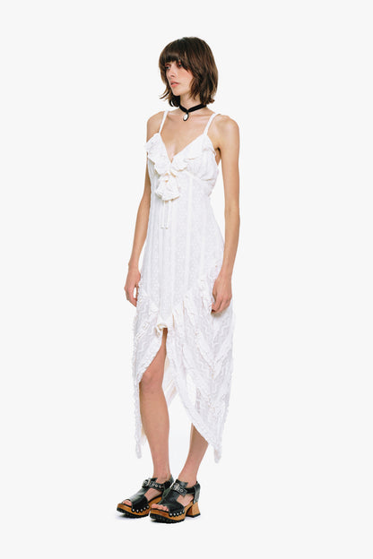 Floral Ruffle Stretch Lace Handkerchief Dress | Anna Sui