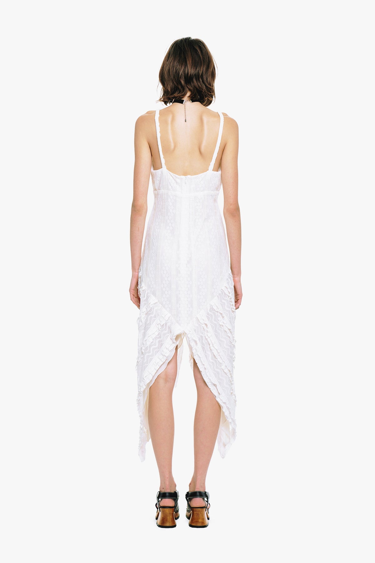 Floral Ruffle Stretch Lace Handkerchief Dress | Anna Sui