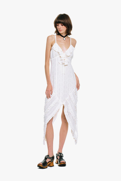 Floral Ruffle Stretch Lace Handkerchief Dress | Anna Sui