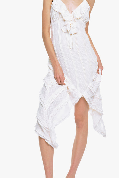 Floral Ruffle Stretch Lace Handkerchief Dress | Anna Sui