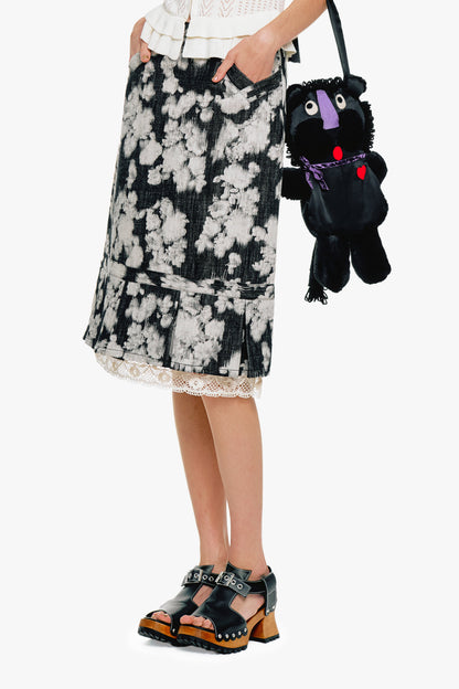 Rose Illusion Denim Lace Trimmed Skirt | Anna Sui
