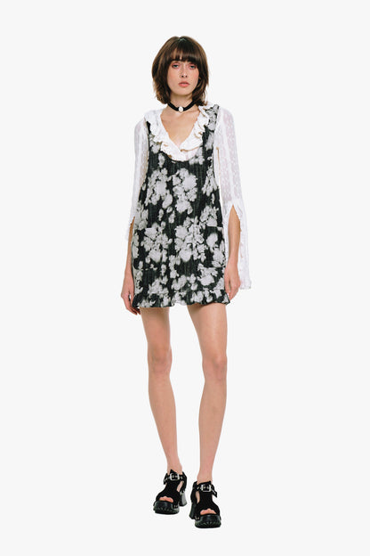 Rose Illusion Denim Ruffle Jumper | Anna Sui