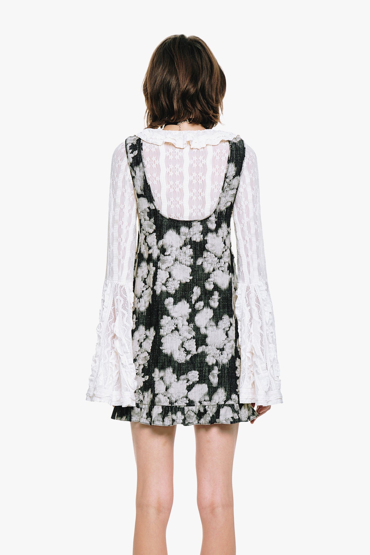 Rose Illusion Denim Ruffle Jumper | Anna Sui