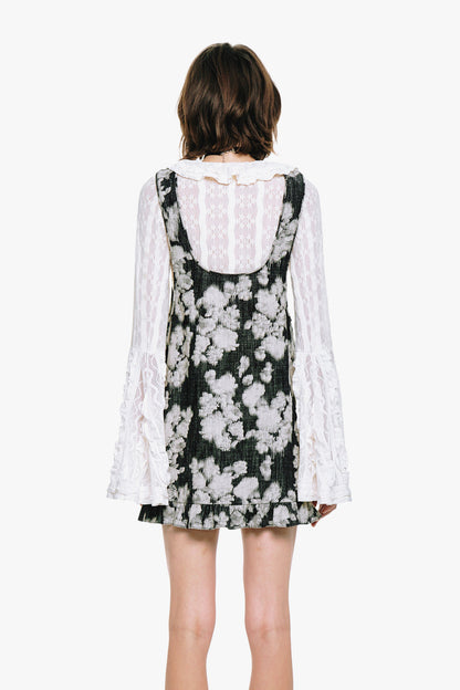 Rose Illusion Denim Ruffle Jumper | Anna Sui