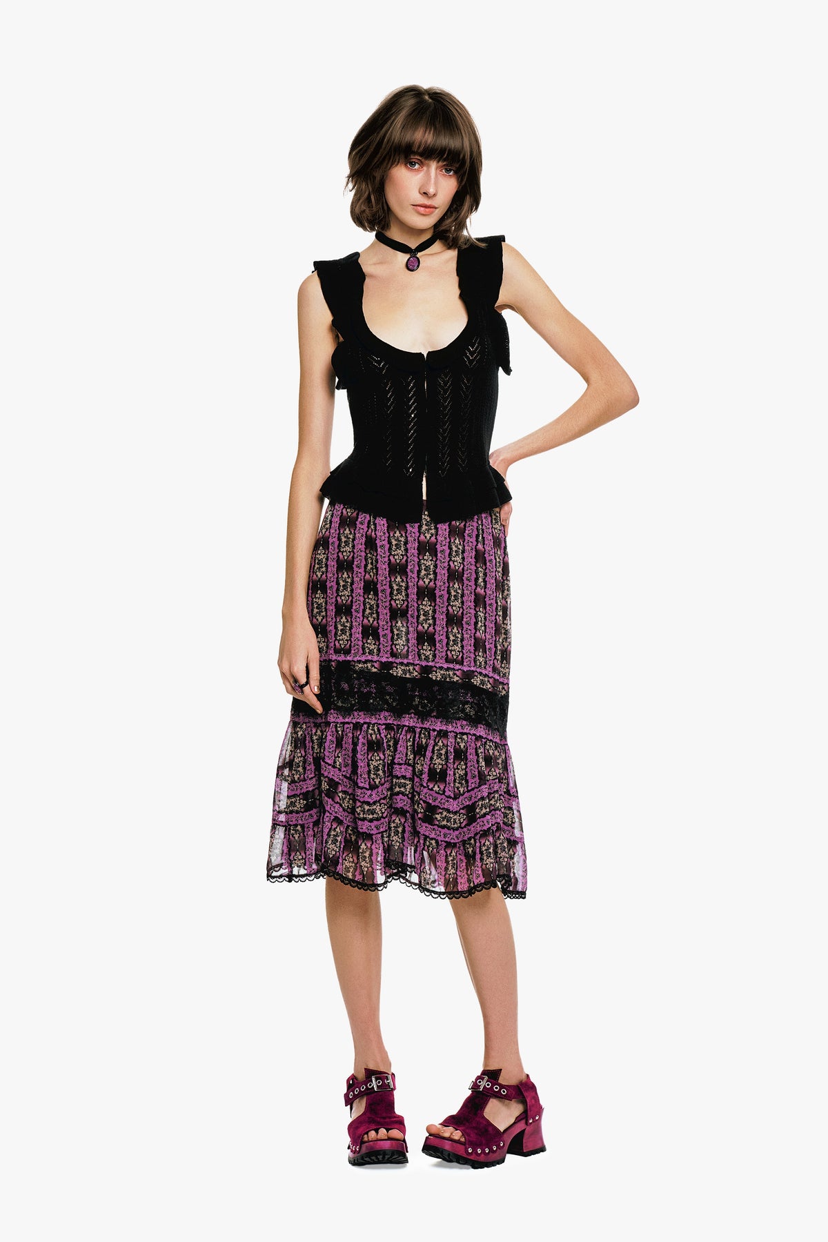 Victorian Pointelle Knitwear Camisole - Black | Anna Sui