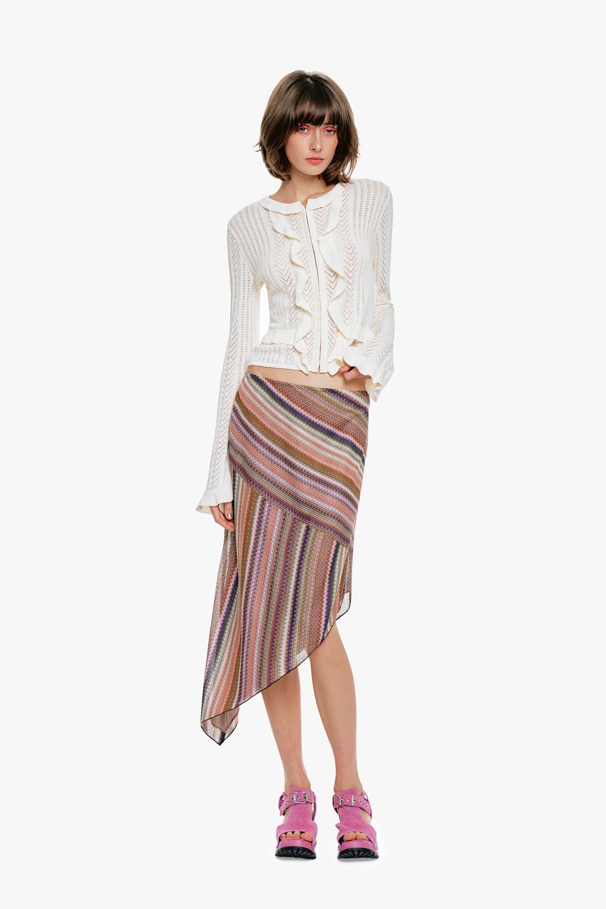Victorian Pointelle Knitwear Cardigan - Cream | Anna Sui