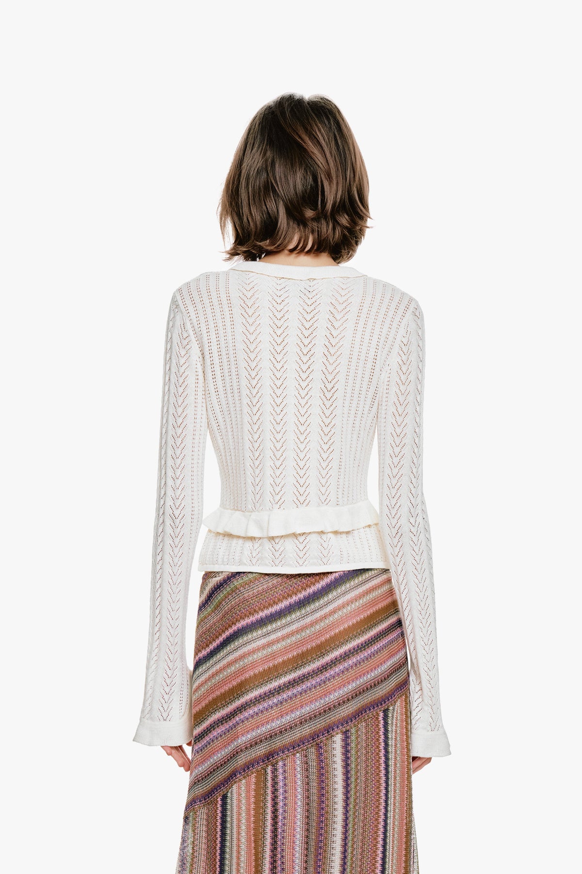Victorian Pointelle Knitwear Cardigan - Cream | Anna Sui