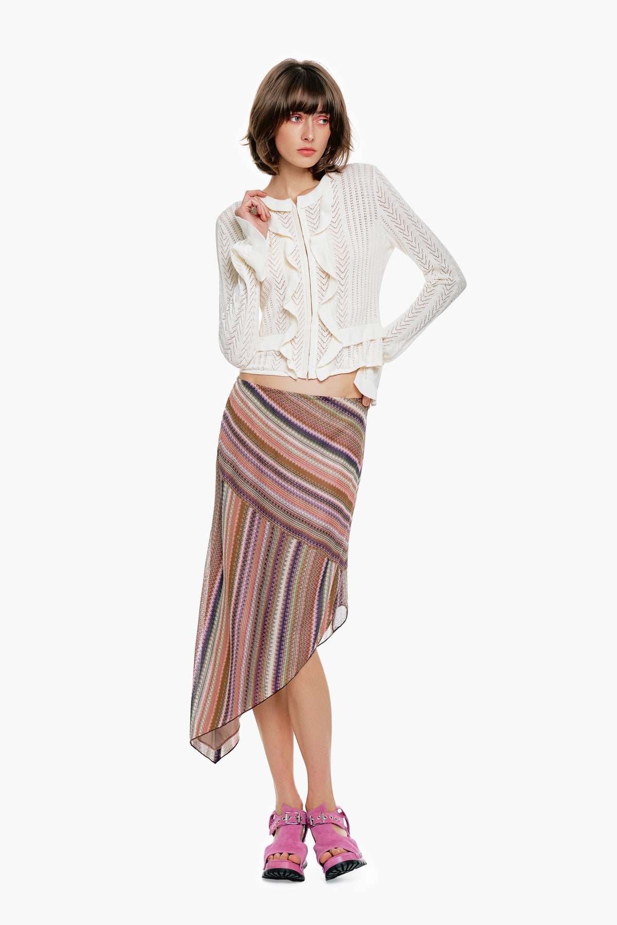 Victorian Pointelle Knitwear Cardigan - Cream | Anna Sui