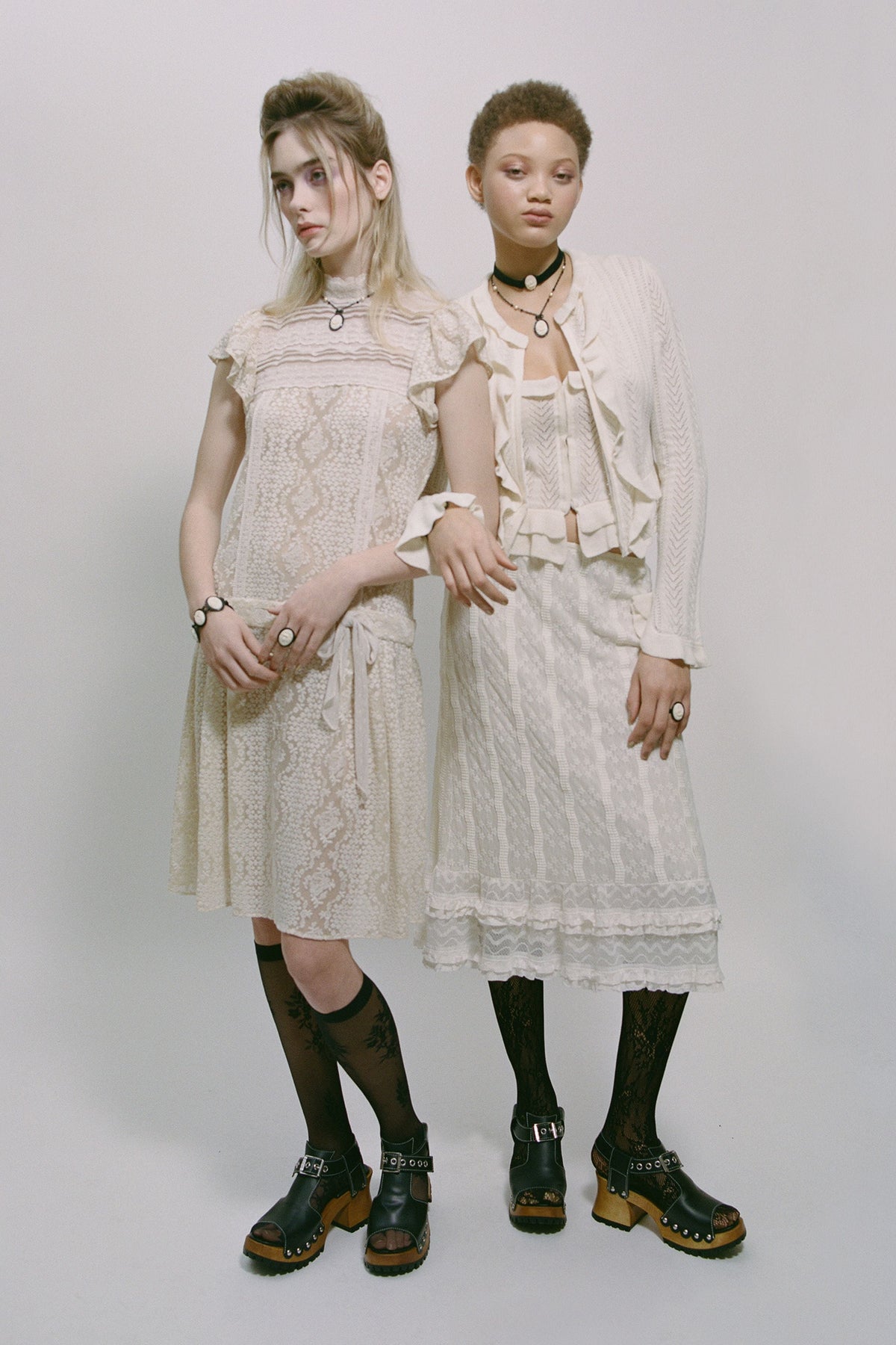 Victorian Pointelle Knitwear Cardigan - Cream | Anna Sui
