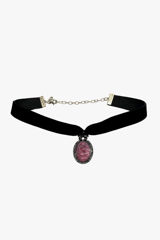 Rose Drop Choker Necklace - Dusty Rose | Anna Sui