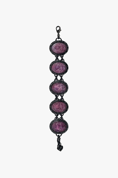 Carved Rose Black Bracelet - Dusty Rose | Anna Sui
