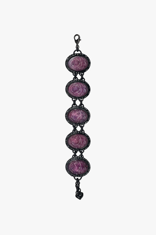 Carved Rose Black Bracelet - Dusty Rose | Anna Sui